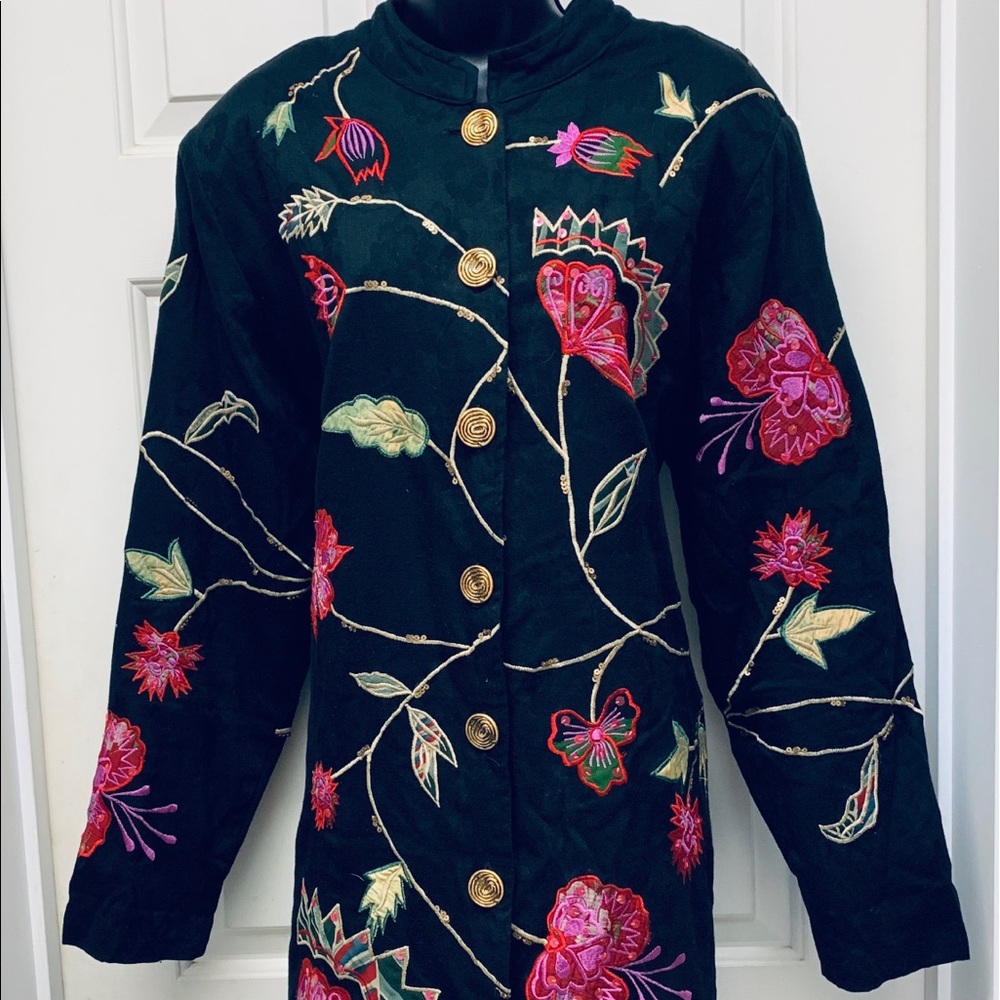 Indigo Moon Boho Embroidered Coat/ Size XL
